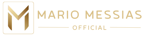 A golden and modern logo design of Mario Messias Official website.